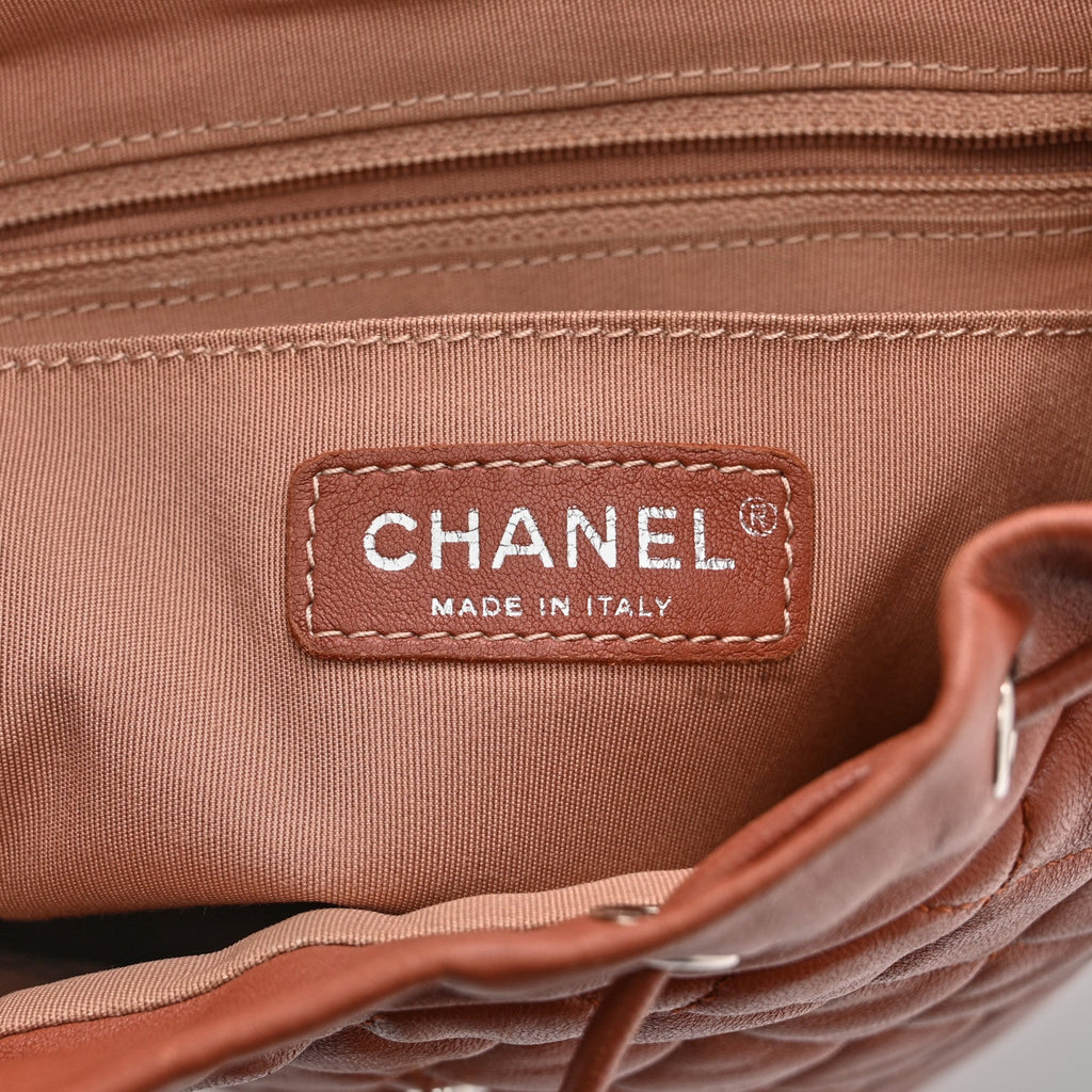 Lambskin Quilted Small Urban Spirit Backpack Brown