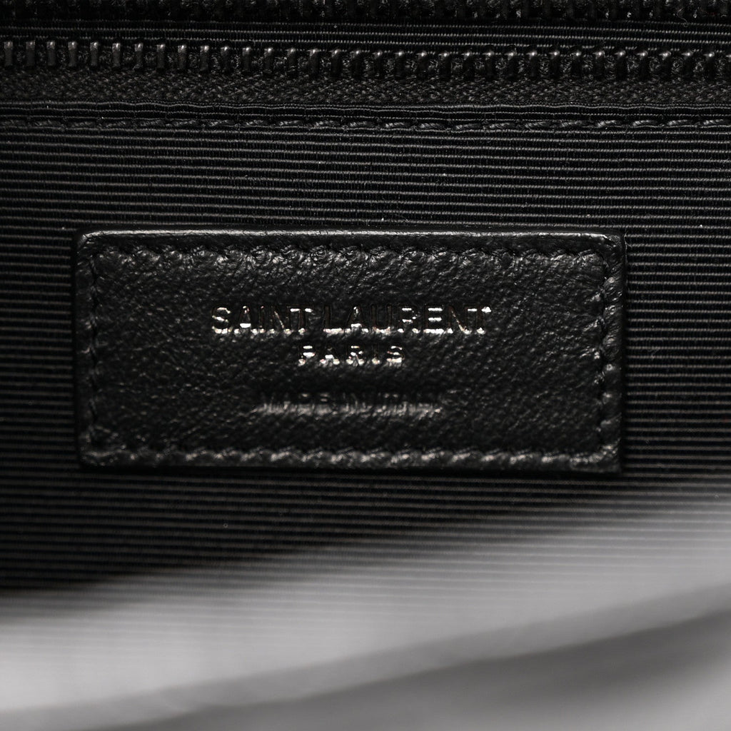 Grain De Poudre Textured Mixed Matelasse Large Triquilt Monogram Monochrome Satchel Black