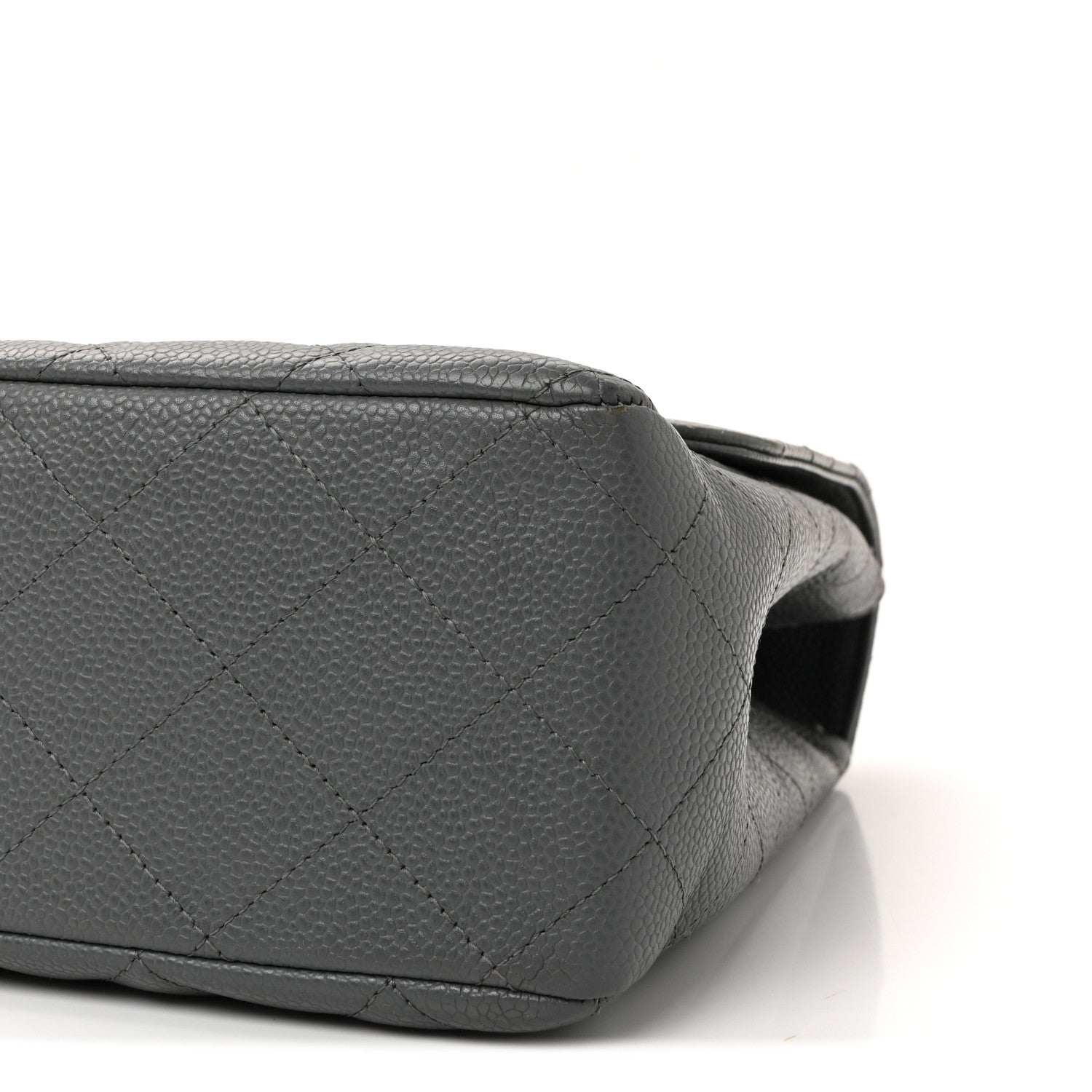 Caviar Quilted Jumbo Single Flap Grey