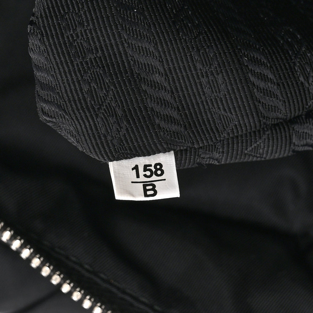 Re-Nylon Nappa Triangle Quilted Padded Medium Double Handled Zip Tote Black