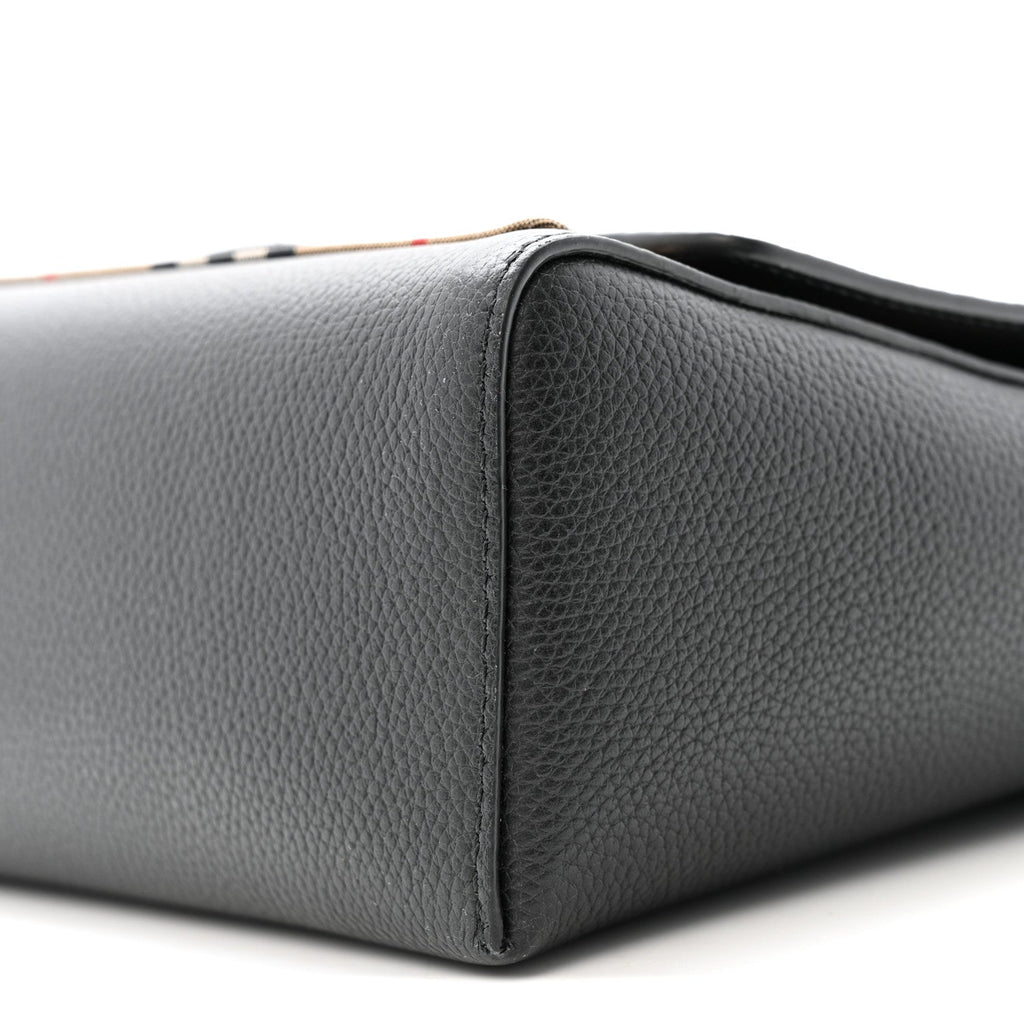 Grainy Calfskin Vintage Check Note Crossbody Bag Black