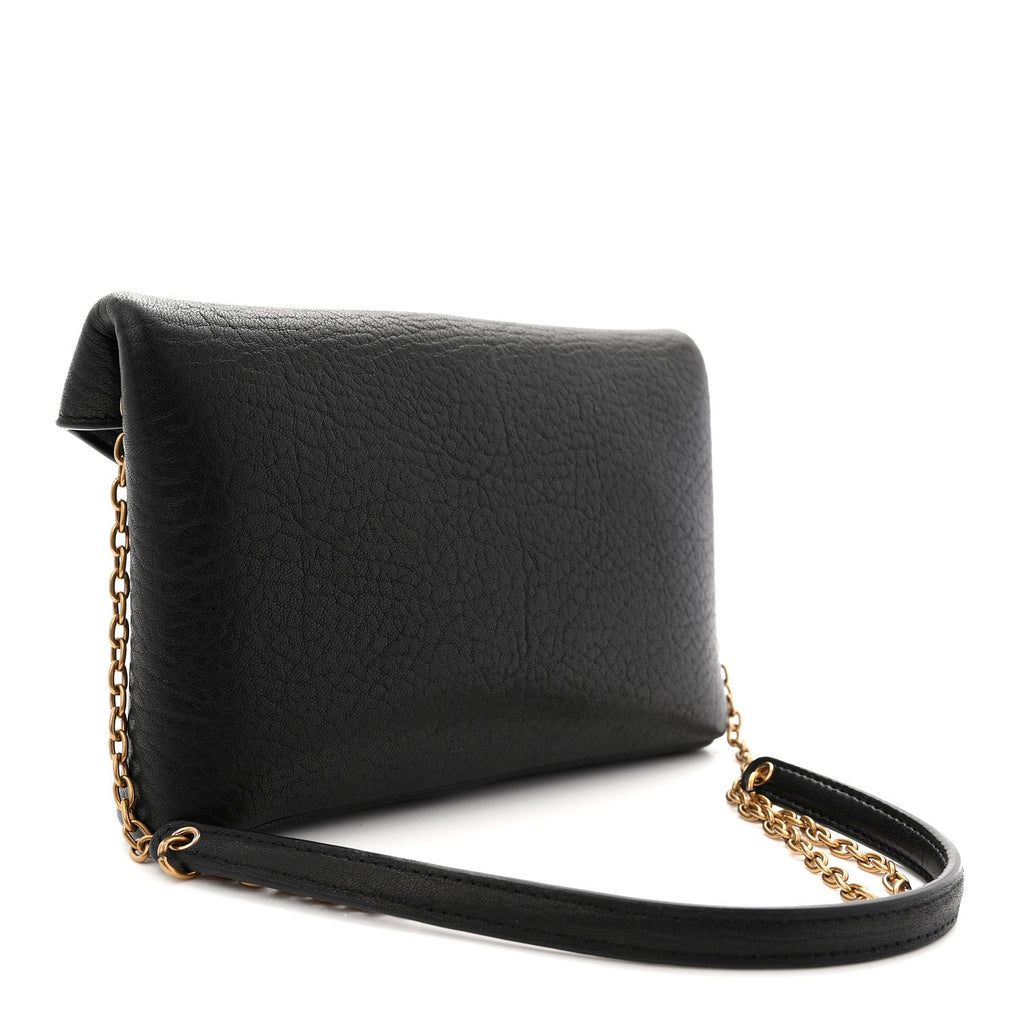 Supple Lambskin Small Cassandre Chain Pouch Black
