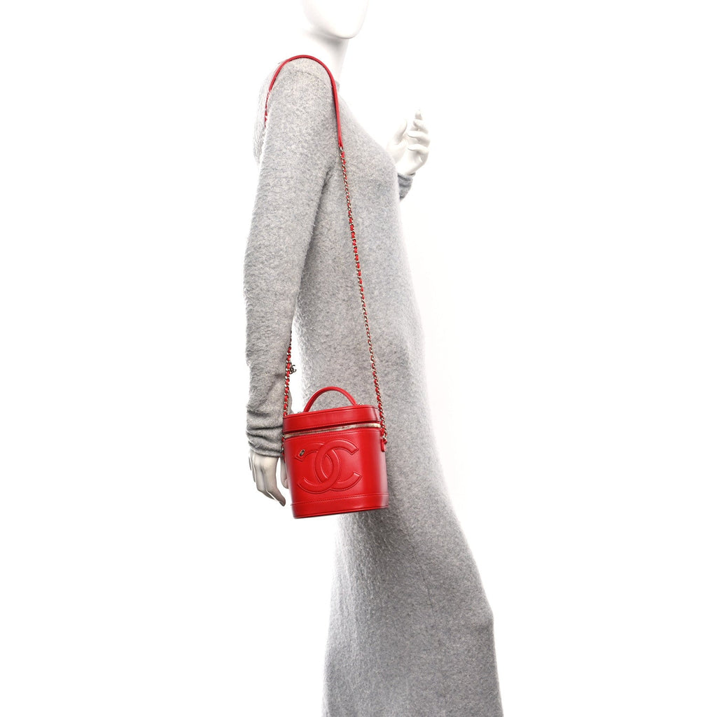 Lambskin Timeless Vanity Cosmetic Case Red