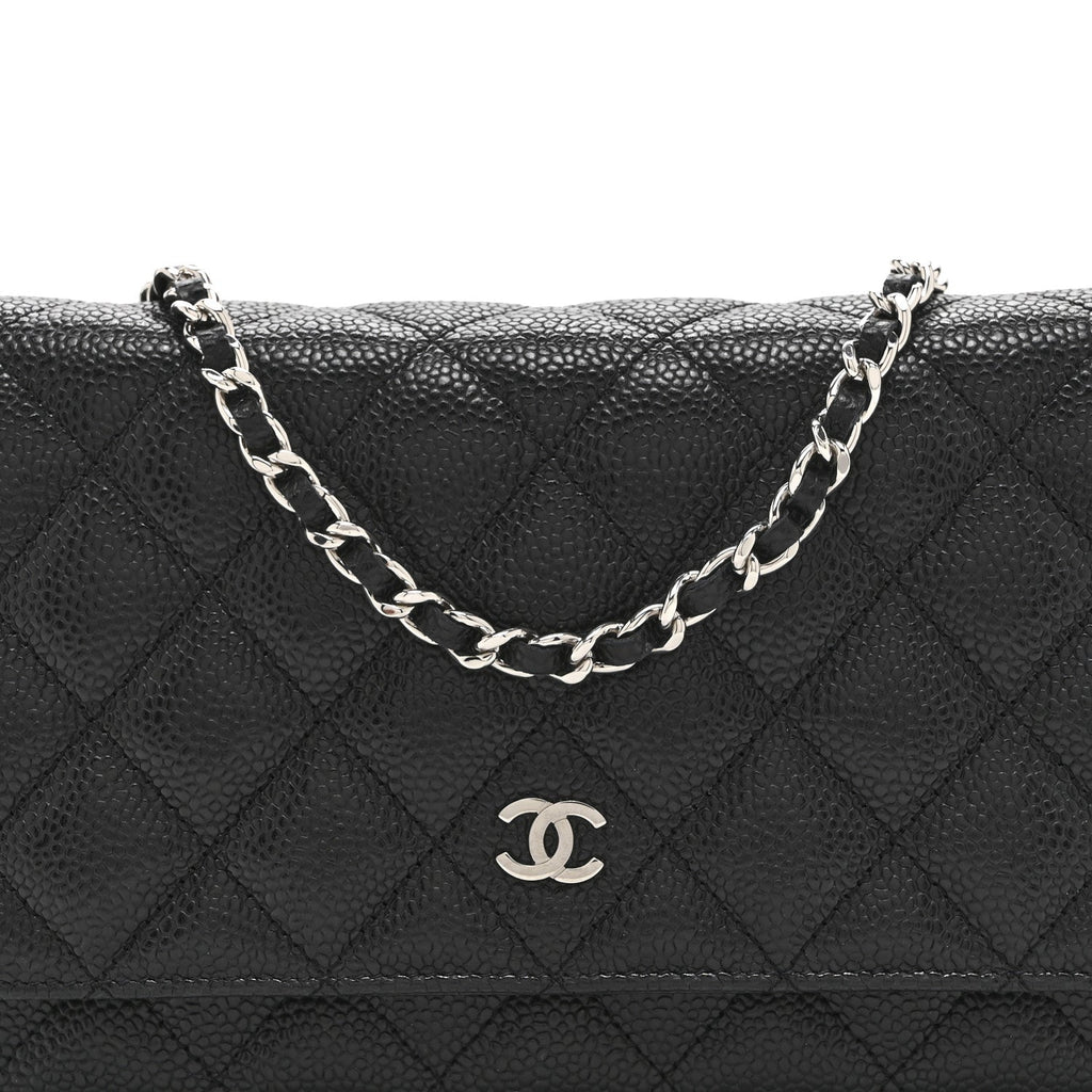 Caviar Quilted Wallet on Chain WOC Black