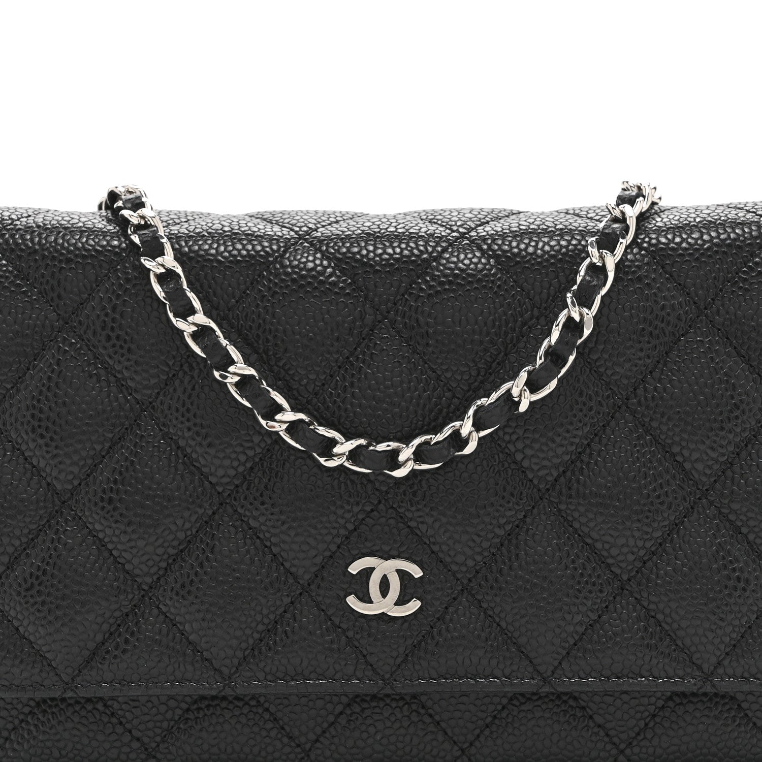 Caviar Quilted Wallet on Chain WOC Black