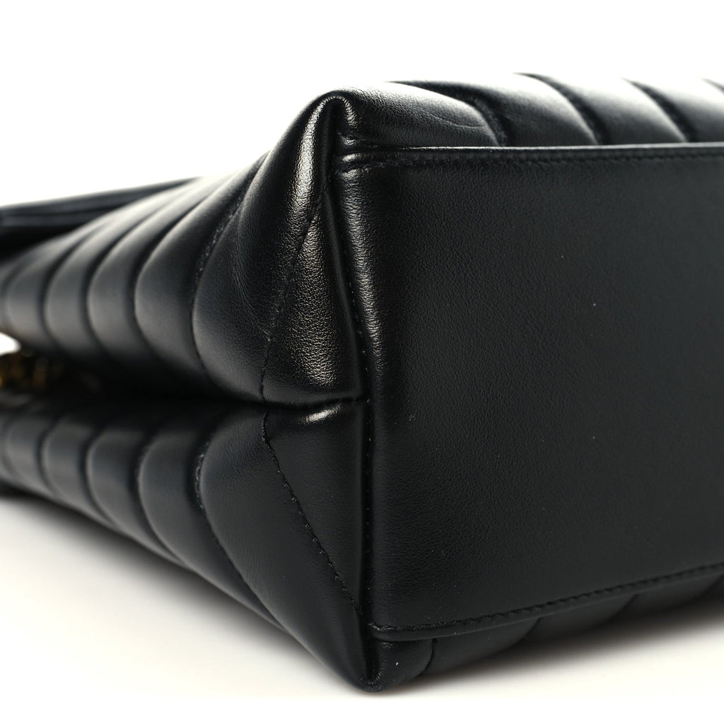 Calfskin Y Quilted Monogram Medium Loulou Chain Satchel Black