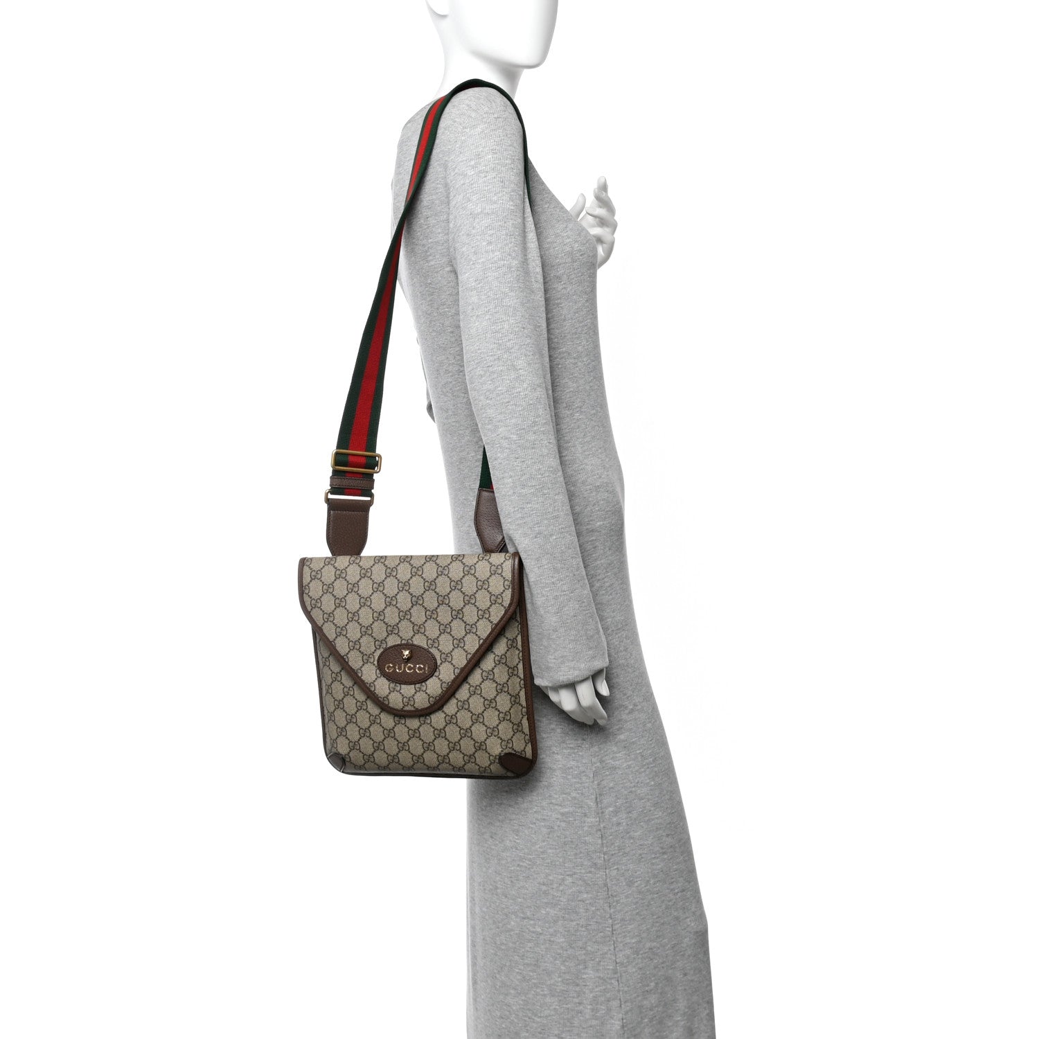 GG Supreme Monogram Web Medium Neo Vintage Flap Messenger Bag Beige New Acero