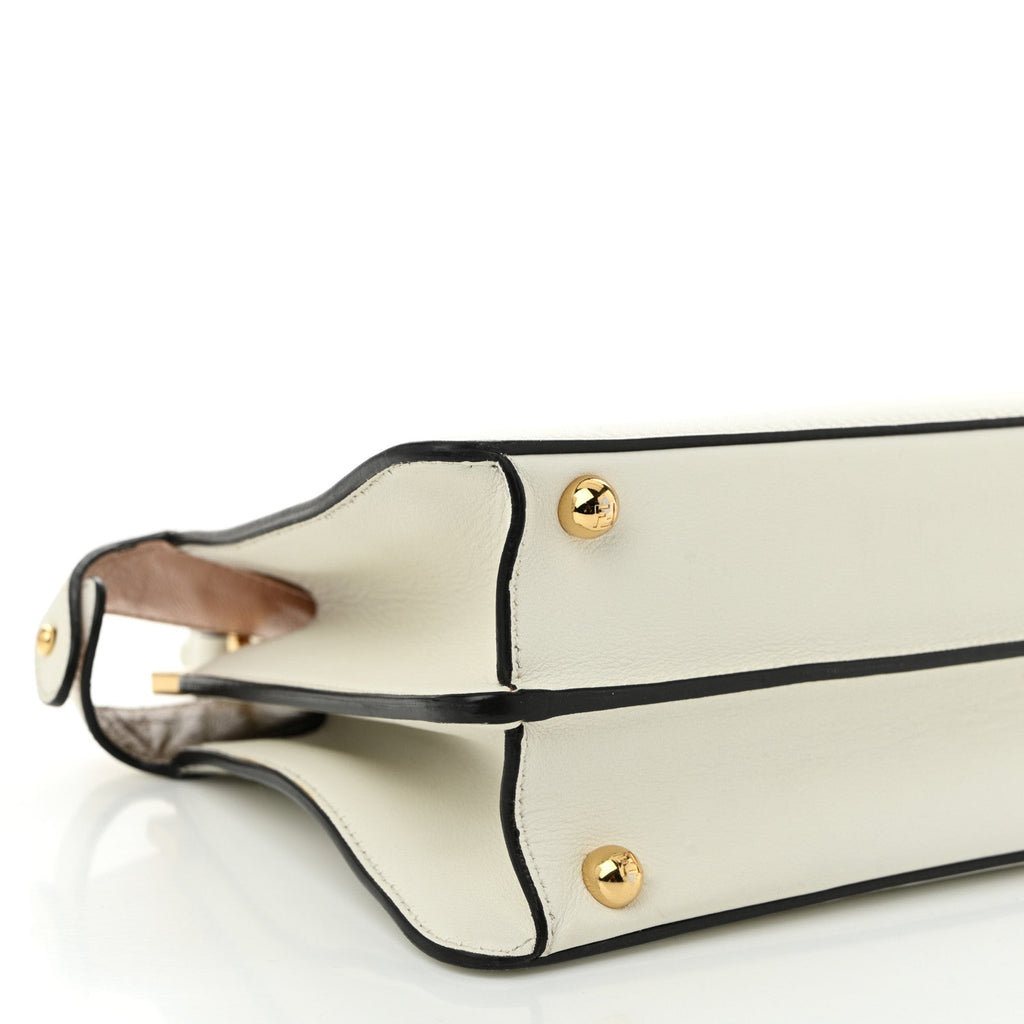 Vitello Seta Nappa Bi-Color Small Peekaboo I SEE U Satchel White Ice Light Rose Tortora