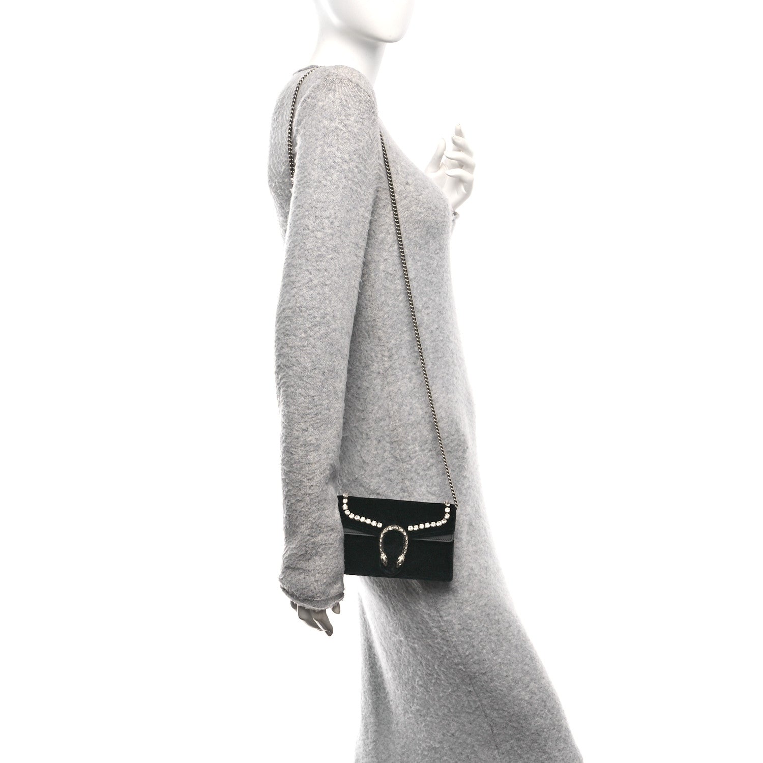 Velvet Crystal Super Mini Dionysus Shoulder Bag Black