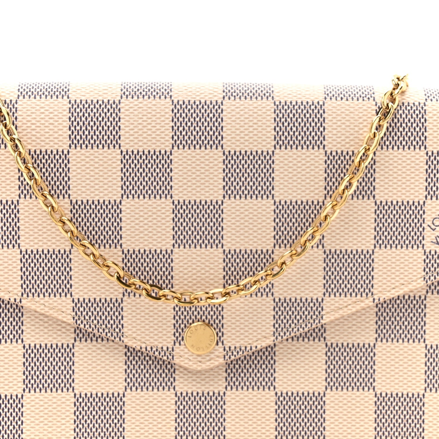 Damier Azur Pochette Felicie Chain Wallet Rose Ballerine