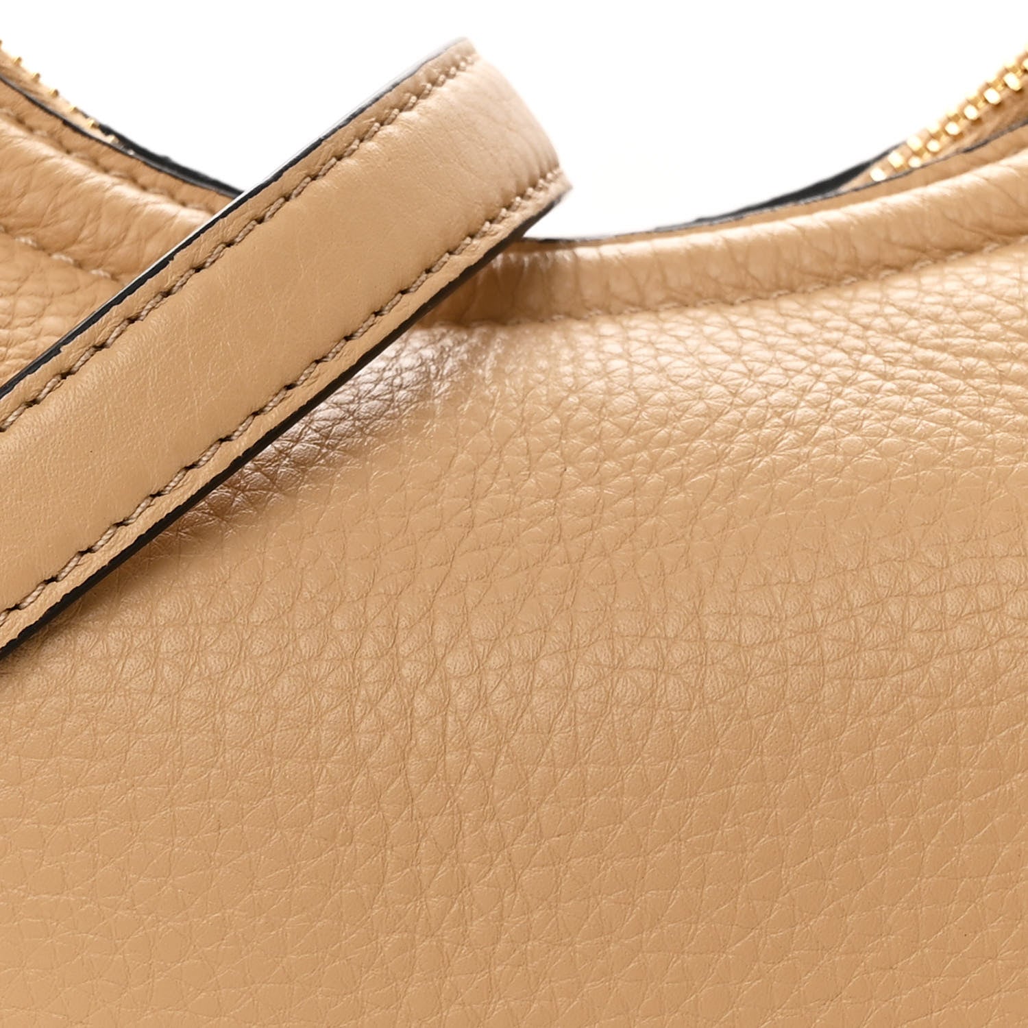 Grainy Calfskin Small Vlogo Moon Hobo Bag Cappuccino