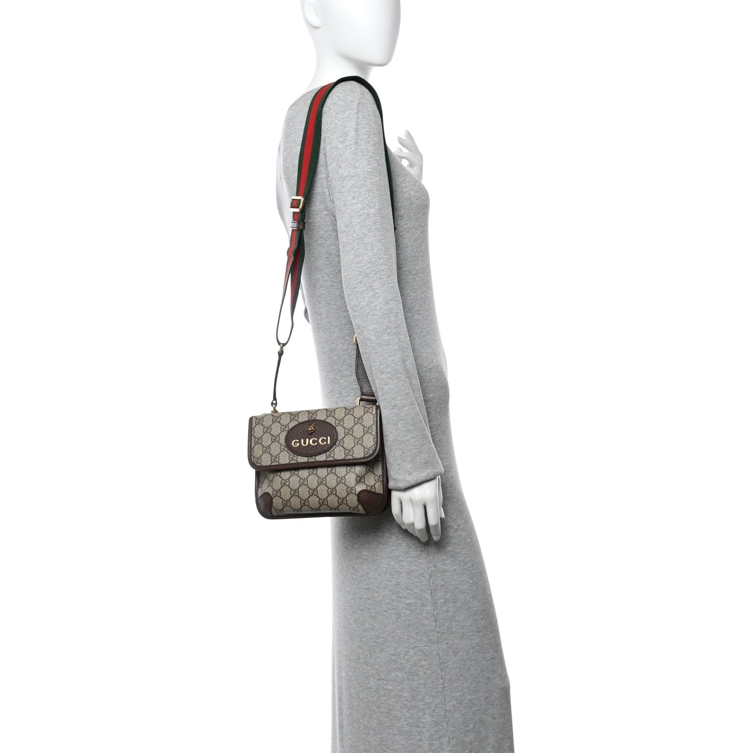 GG Supreme Monogram Web Small Neo Vintage Double Flap Messenger Bag Beige New Acero