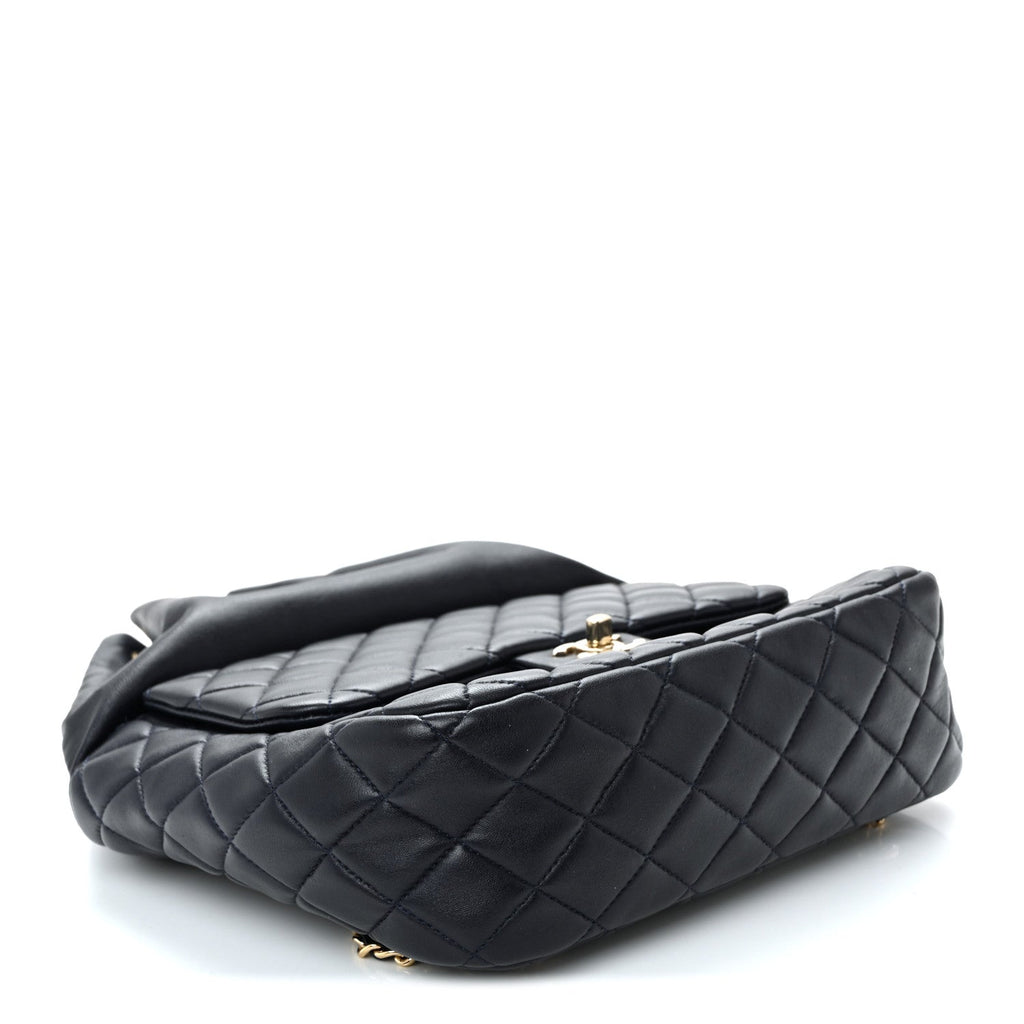 Lambskin Quilted Large In Seoul Backpack Navy