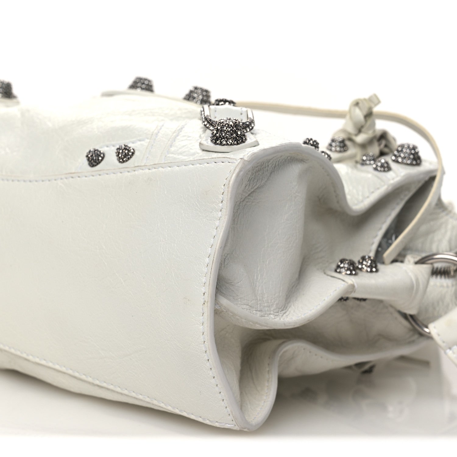 Agneau Arena Crystal Neo Cagole Handbag XS Optic White