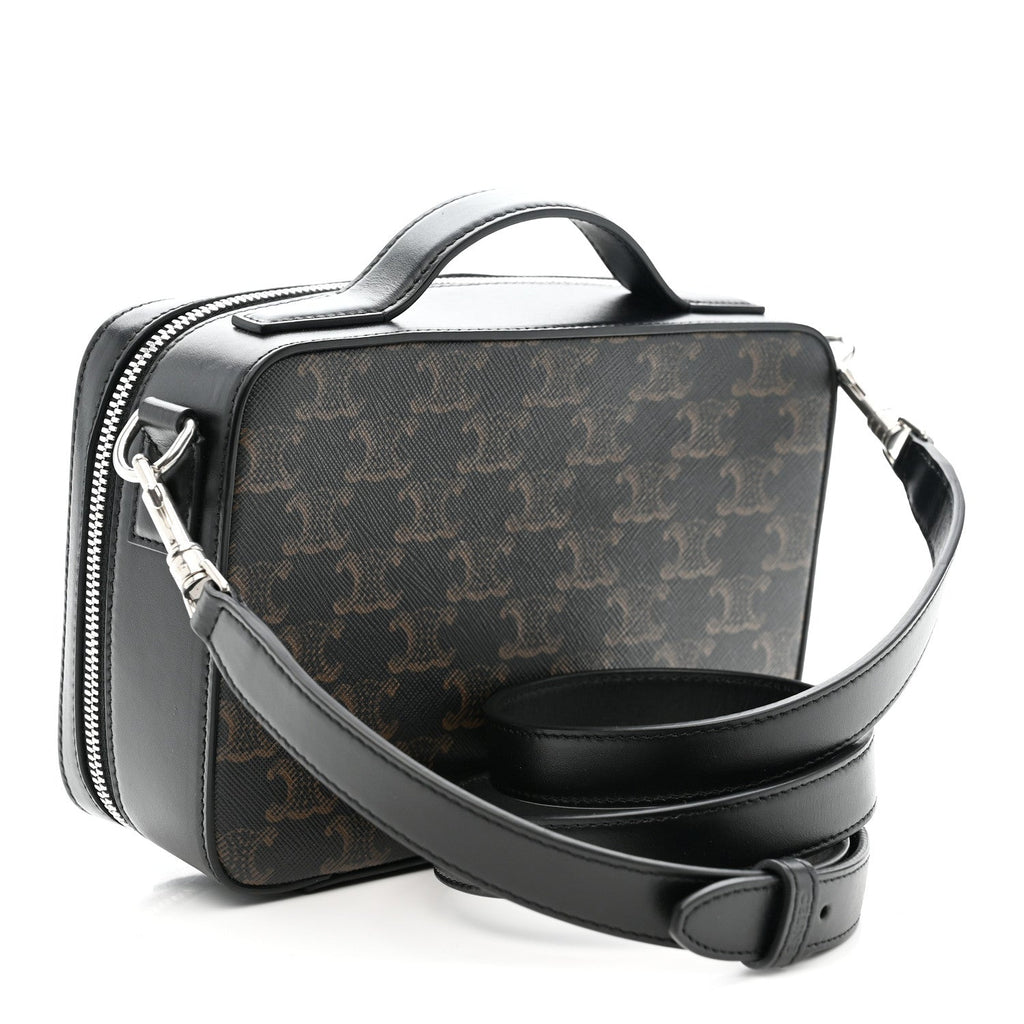 Triomphe Canvas Top Handle Messenger Box Black