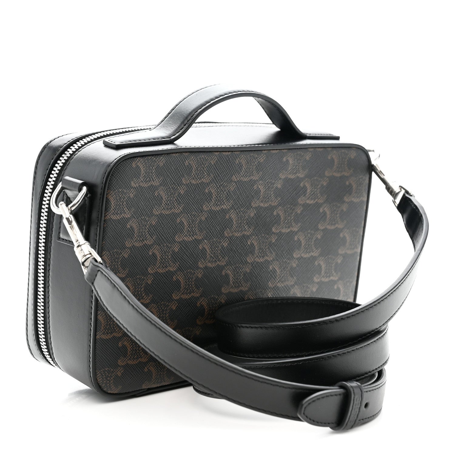 Triomphe Canvas Top Handle Messenger Box Black