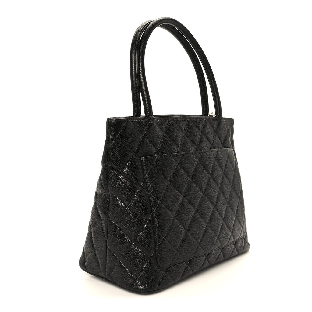 Caviar Quilted Medallion Tote Black