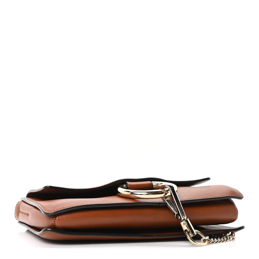 Suede Calfskin Small Faye Shoulder Bag Tobacco