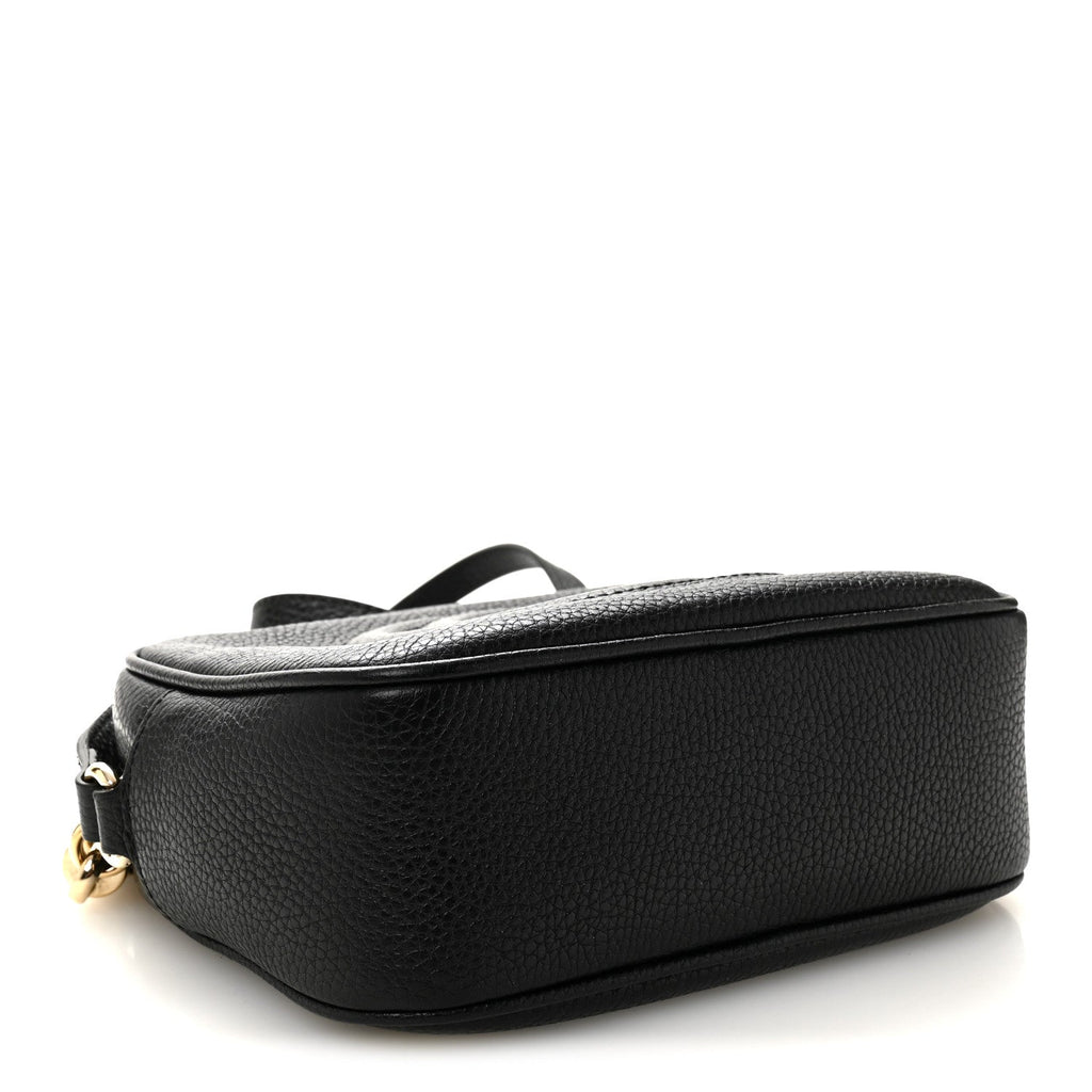 Pebbled Calfskin Small Soho Disco Bag Black