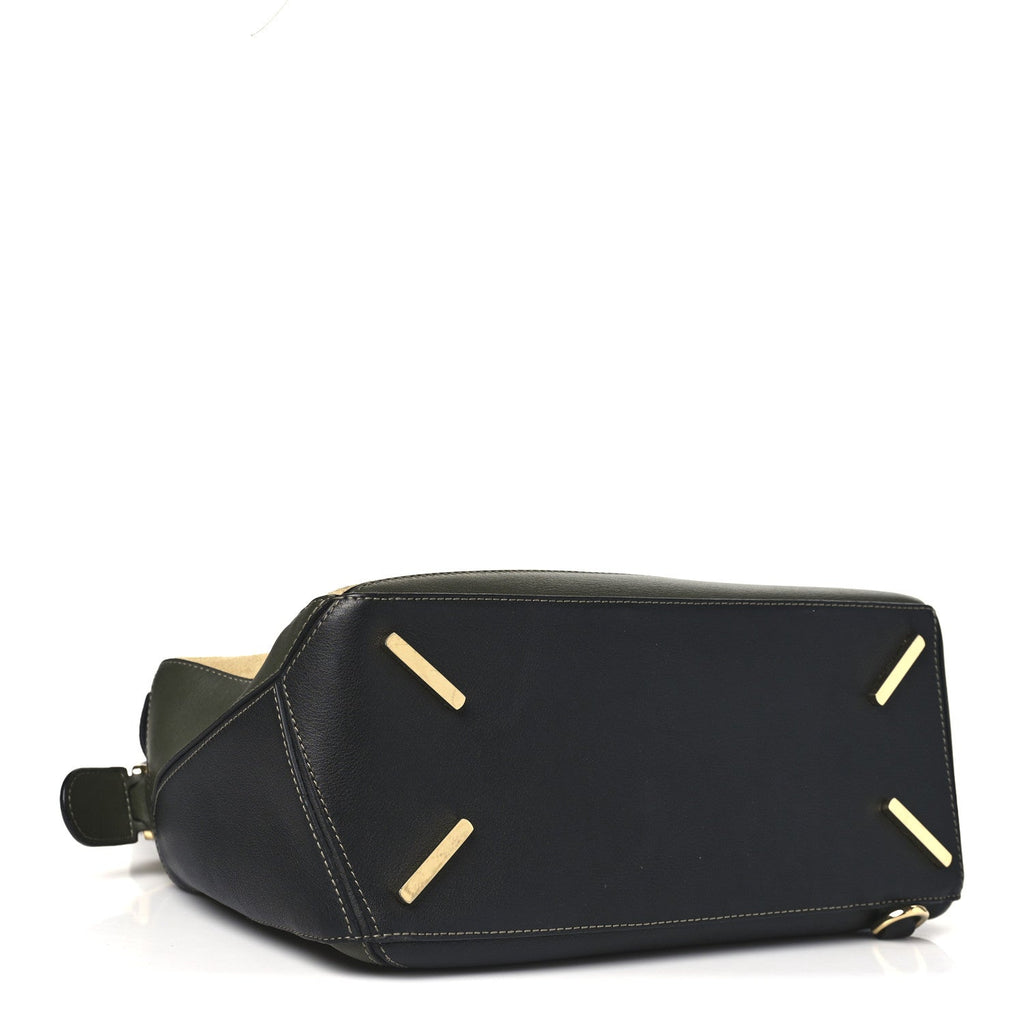 Calfskin Suede Medium Puzzle Bag Gold Avocado Green
