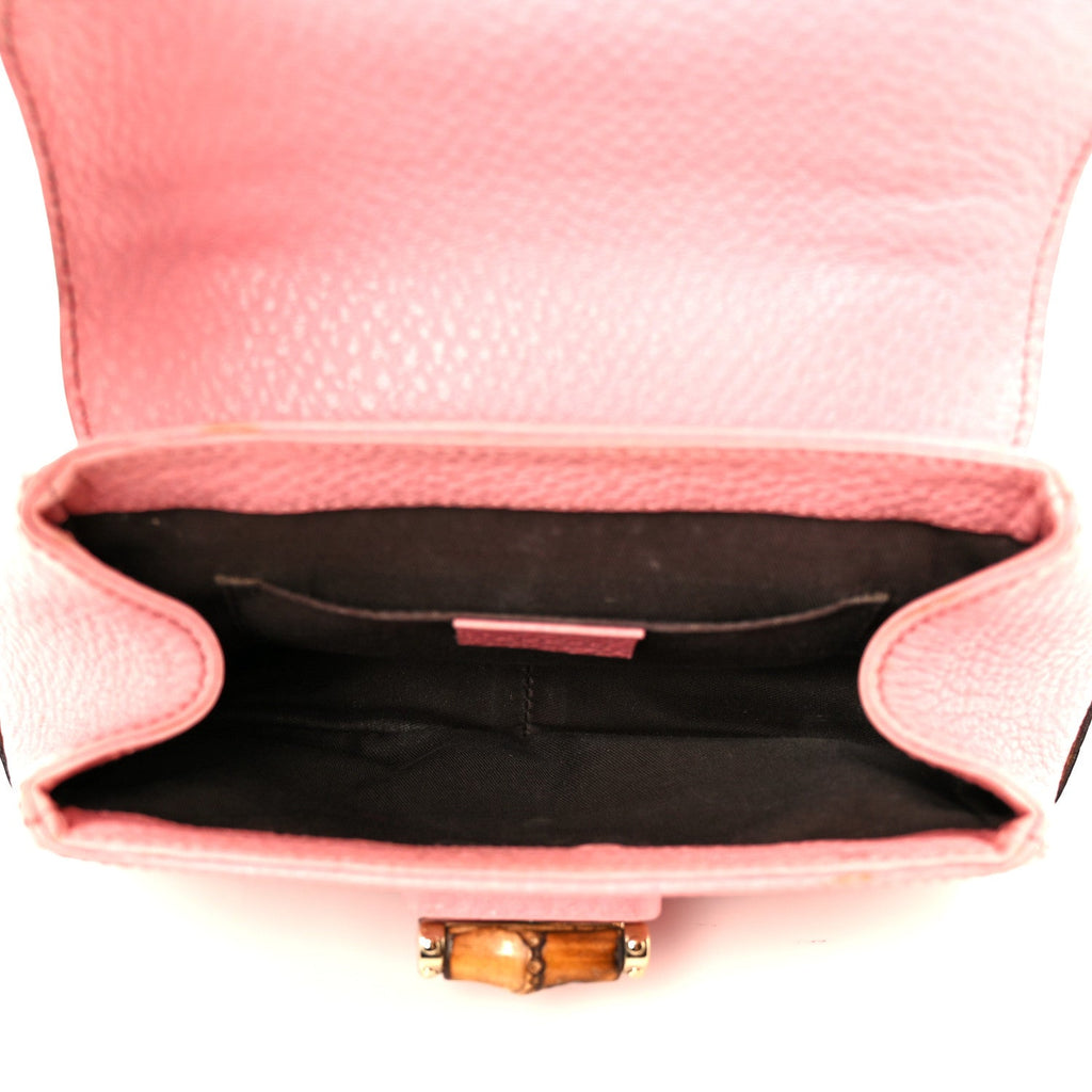 Calfskin Bamboo Top Handle Bag Pink