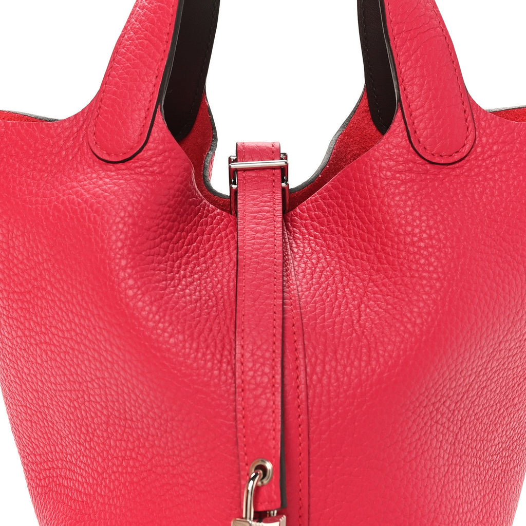 Taurillon Clemence Swift Eclat Picotin Lock 18 PM Framboise Rouge Sellier
