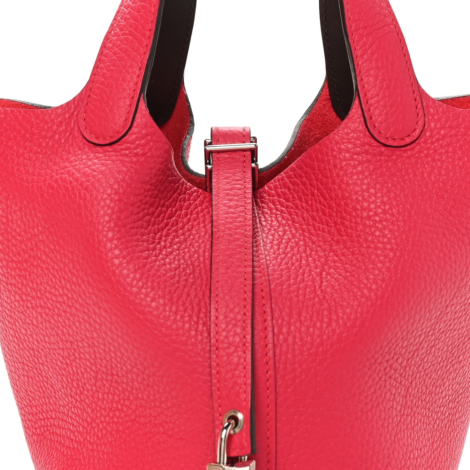 Taurillon Clemence Swift Eclat Picotin Lock 18 PM Framboise Rouge Sellier