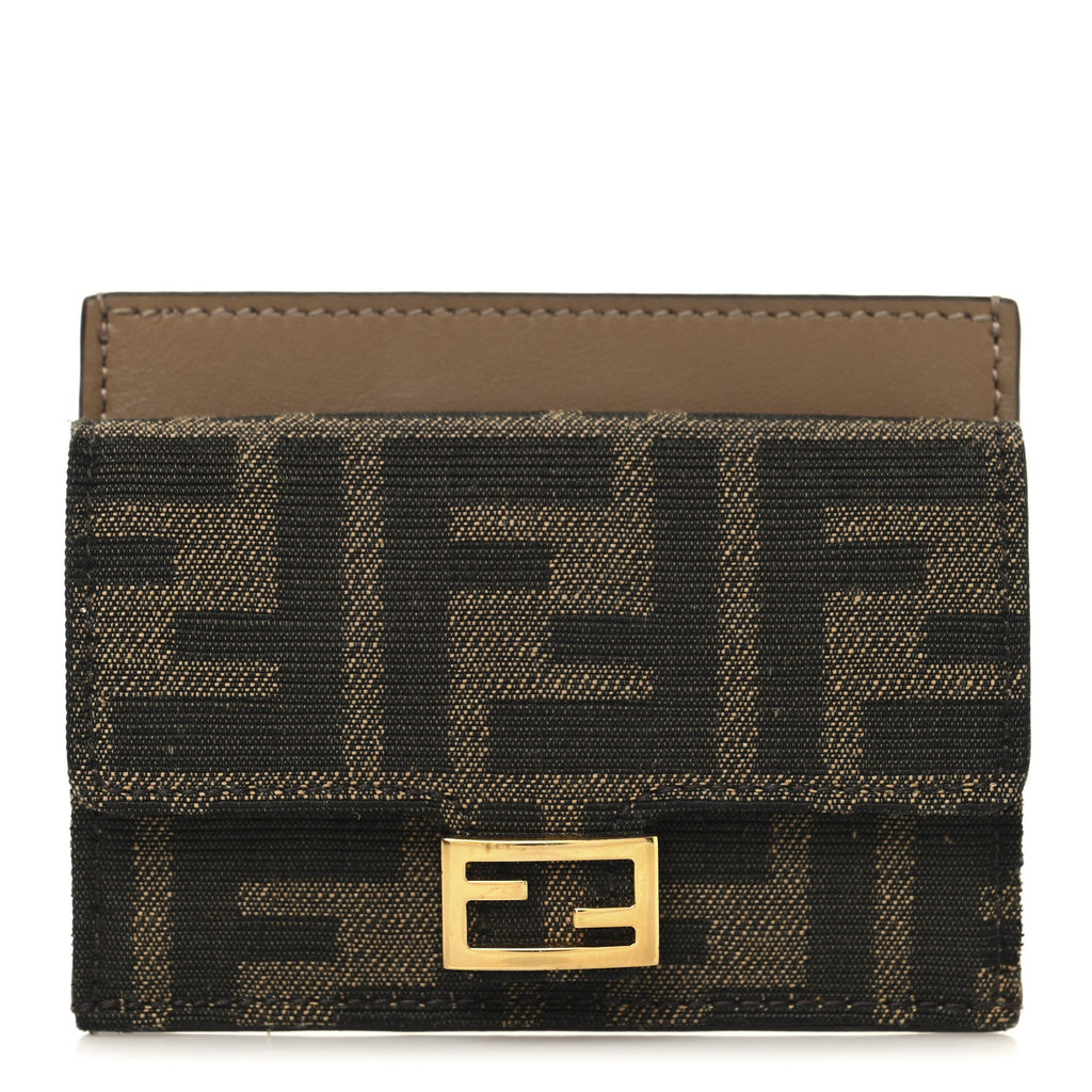 Fabric Jacquard FF 1974 Fold Over  Holder Wallet Tobacco Moro