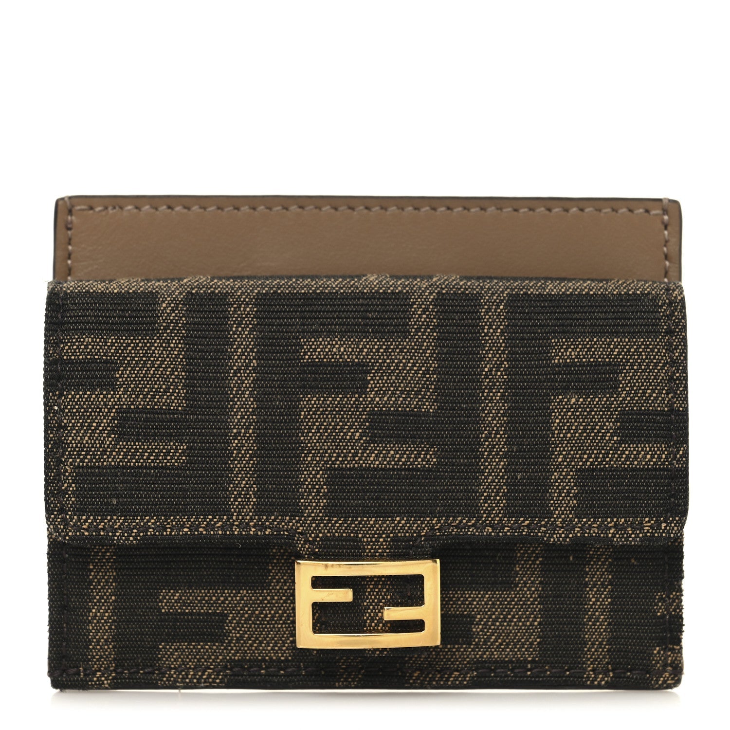 Fabric Jacquard FF 1974 Fold Over  Holder Wallet Tobacco Moro