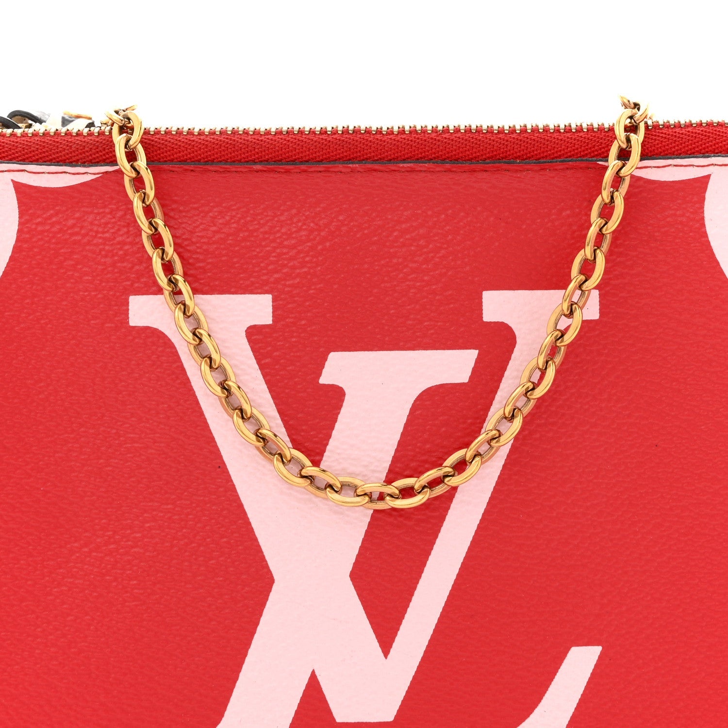 Monogram Giant Double Zip Pochette Rouge