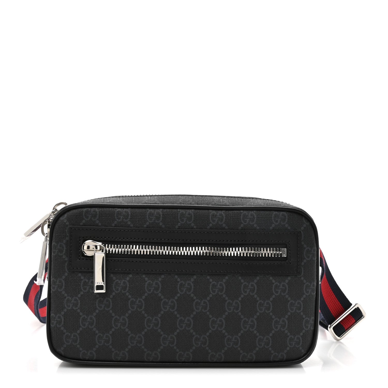 Soft GG Supreme Monogram Web Belt Bag Black Grey
