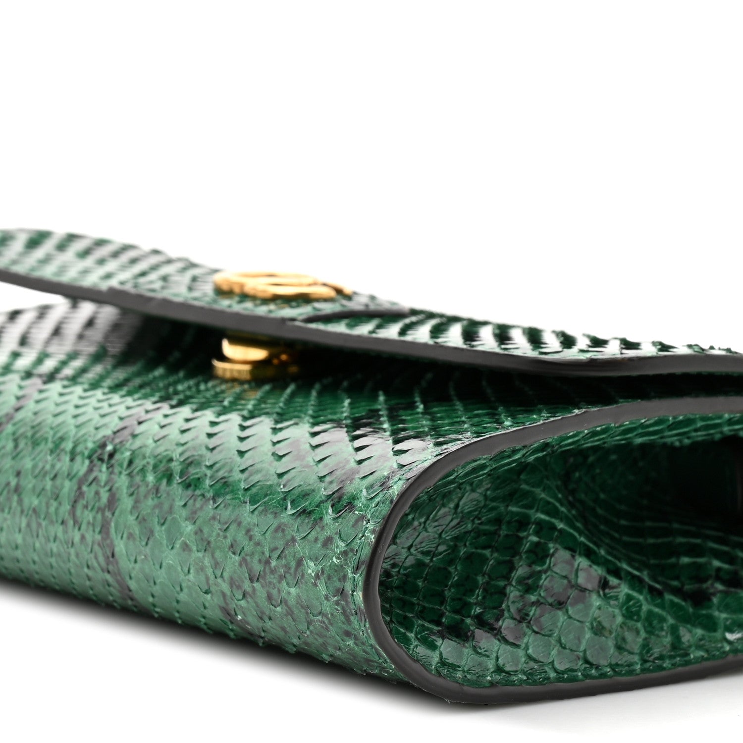 Snakeskin Mini Diana Bamboo Top Handle Clutch Emerald