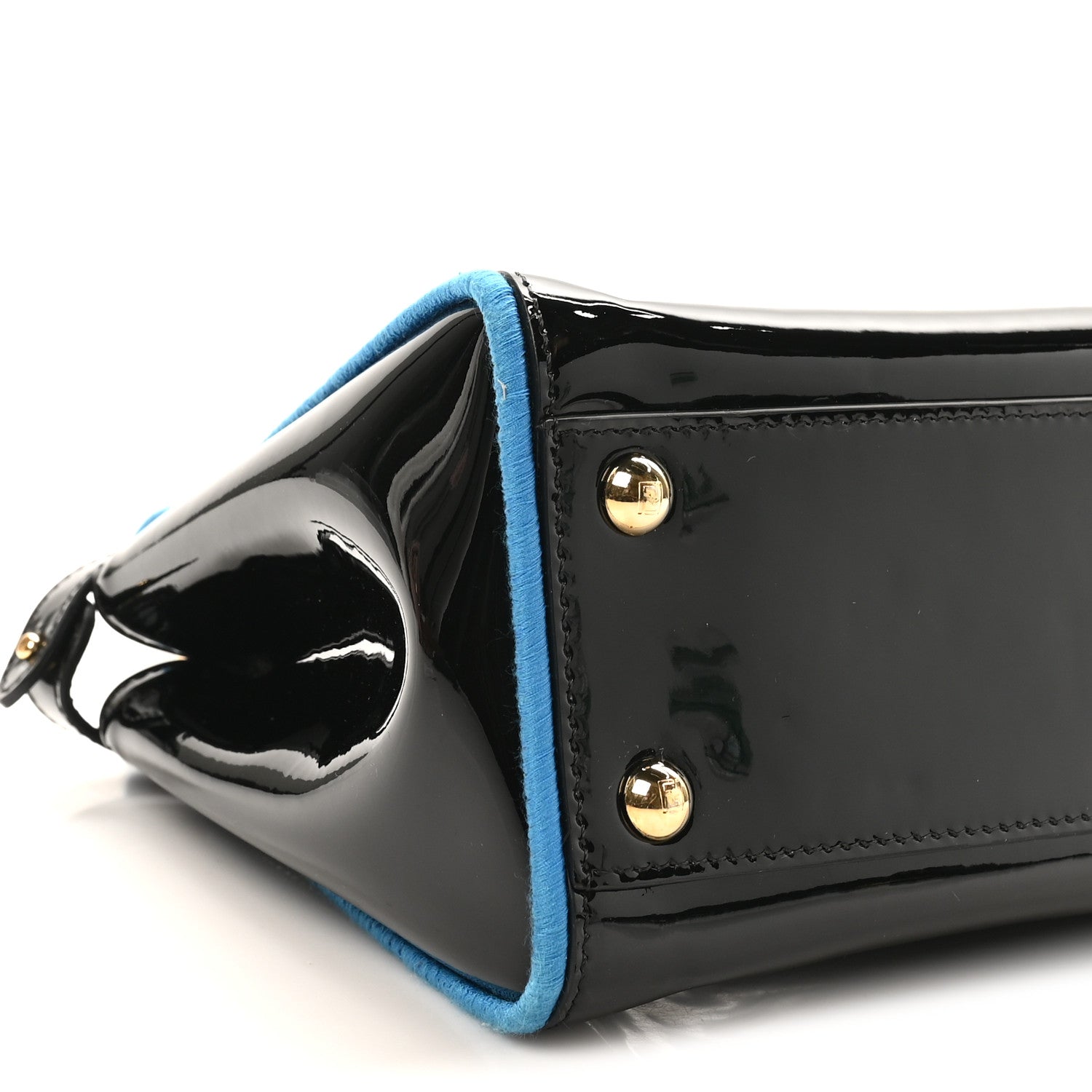 Patent Mini Plexi Handle Peekaboo Iconic Satchel Black Blue