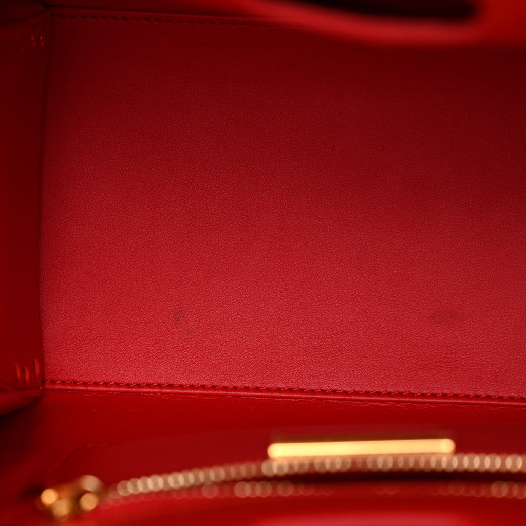 Calfskin Patent Studded Small Paloma Red