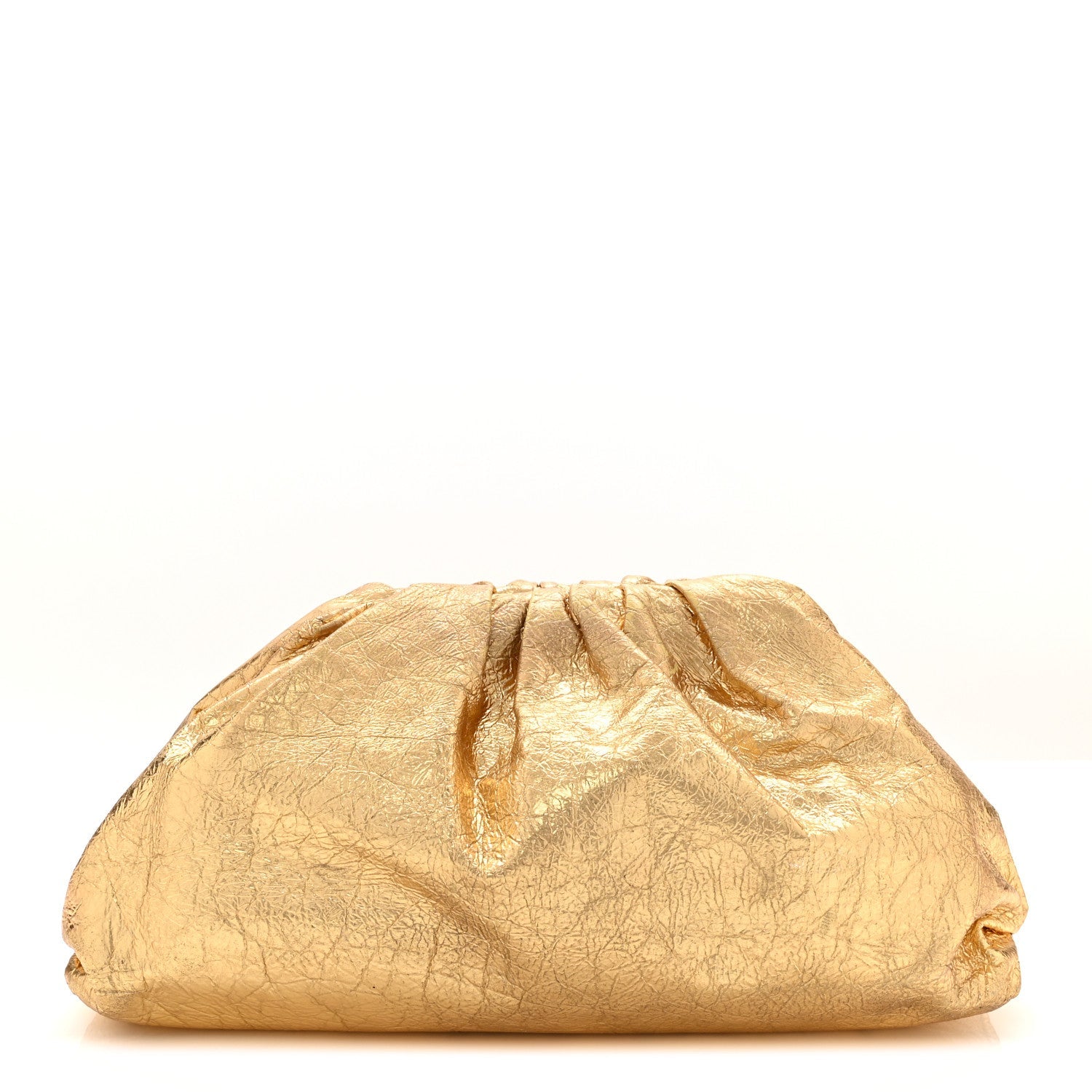 Metallic Crinkled Lambskin The Pouch Oversized Clutch Oro