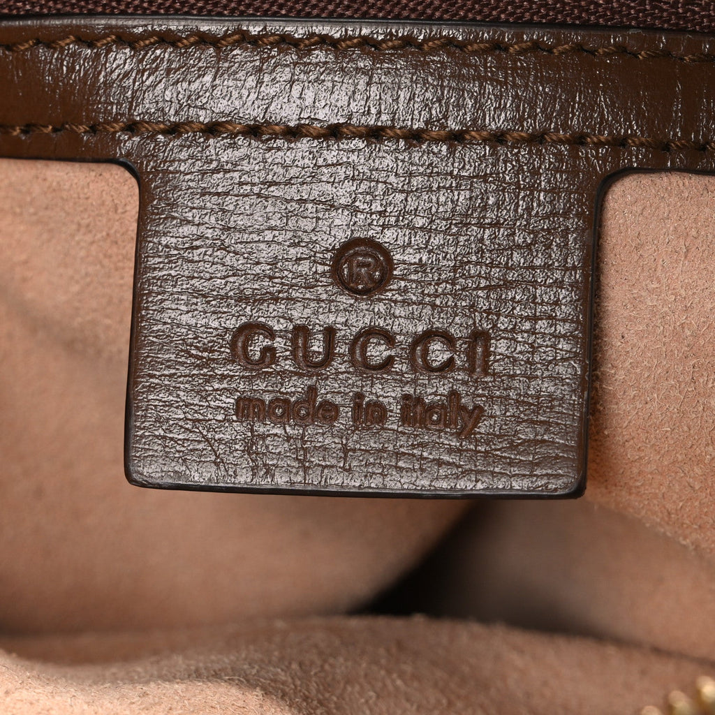GG Supreme Monogram Small Horsebit 1955 Shoulder Bag Beige Brown Sugar