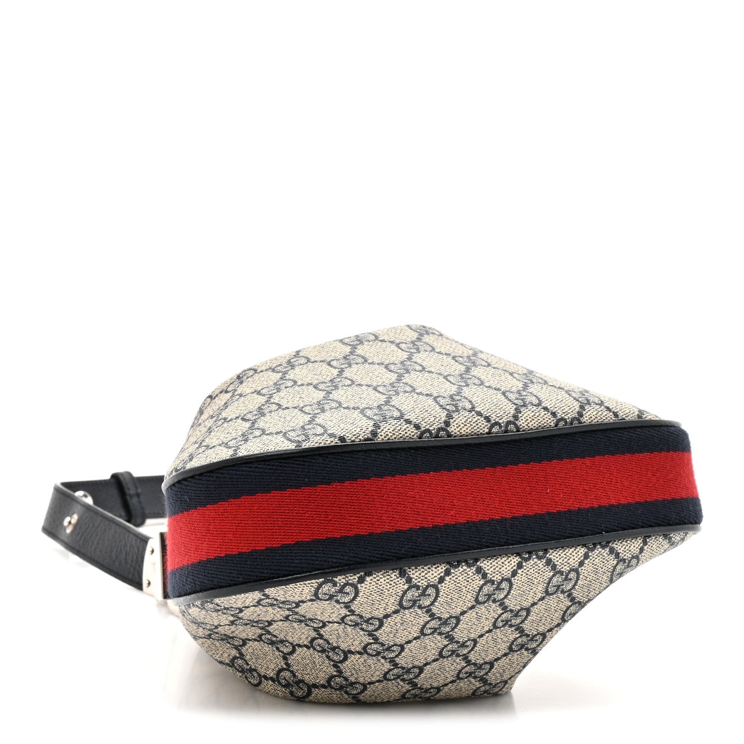 GG Supreme Monogram Textured Calfskin Web Small Attache Shoulder Bag Beige Blue