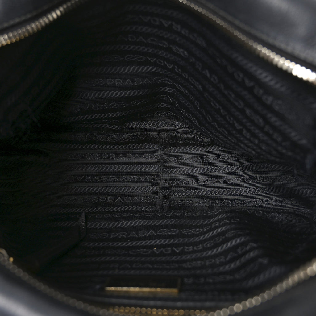 Glace Calfskin Embossed Logo Crossbody Black