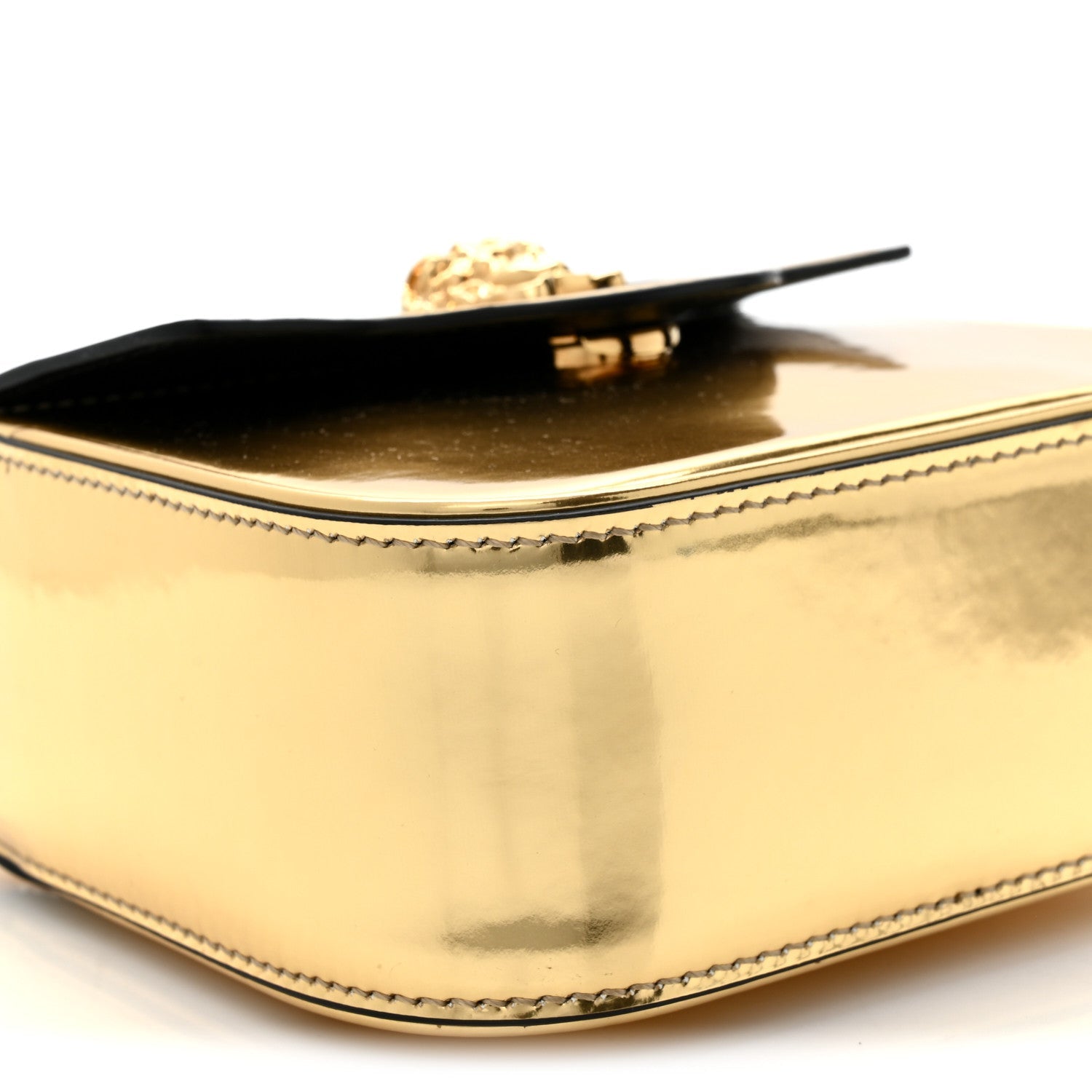 Metallic Calfskin Mini La Medusa Bag Gold
