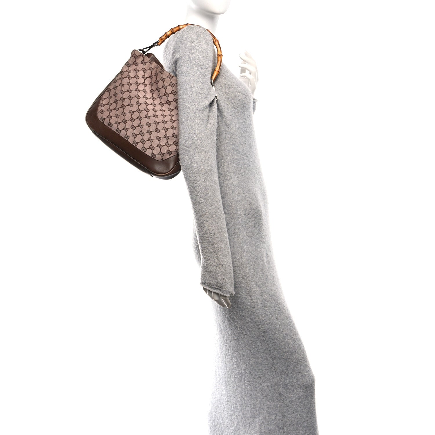 Monogram Bamboo Top Handle Bag Brown Pink