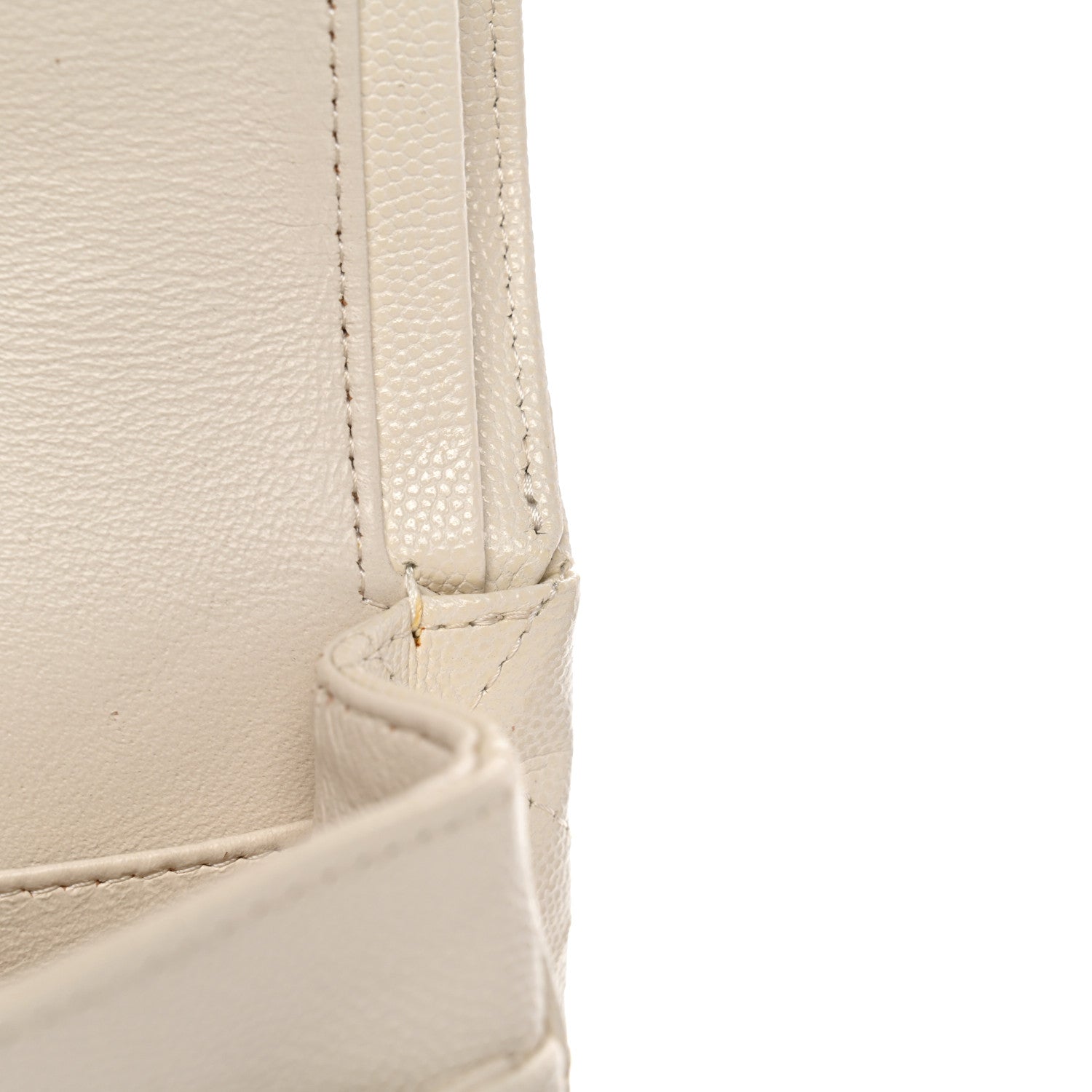 Caviar Quilted Medium Double Flap White