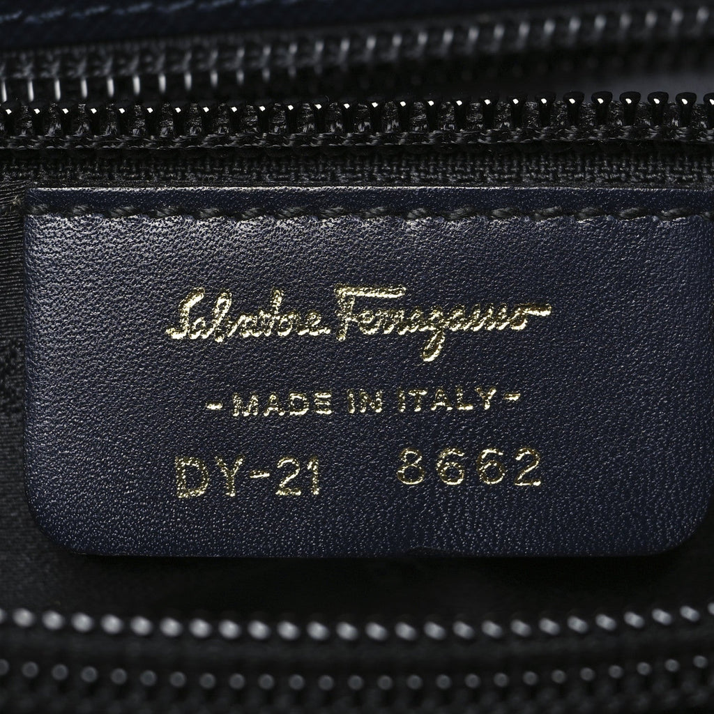 Hammered Calfskin Trifolio Shoulder Bag Navy