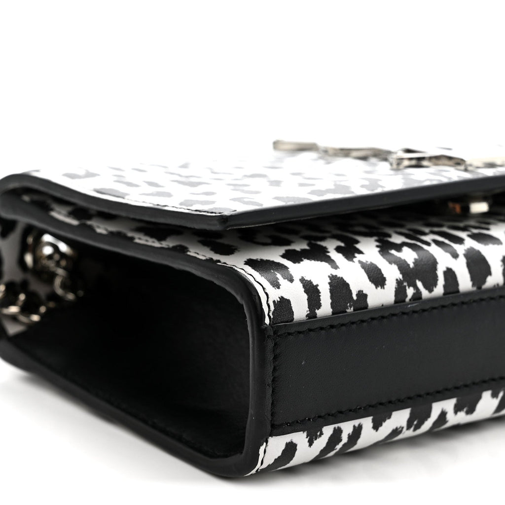 Calfskin Leopard Small Monogram Kate Satchel White Black