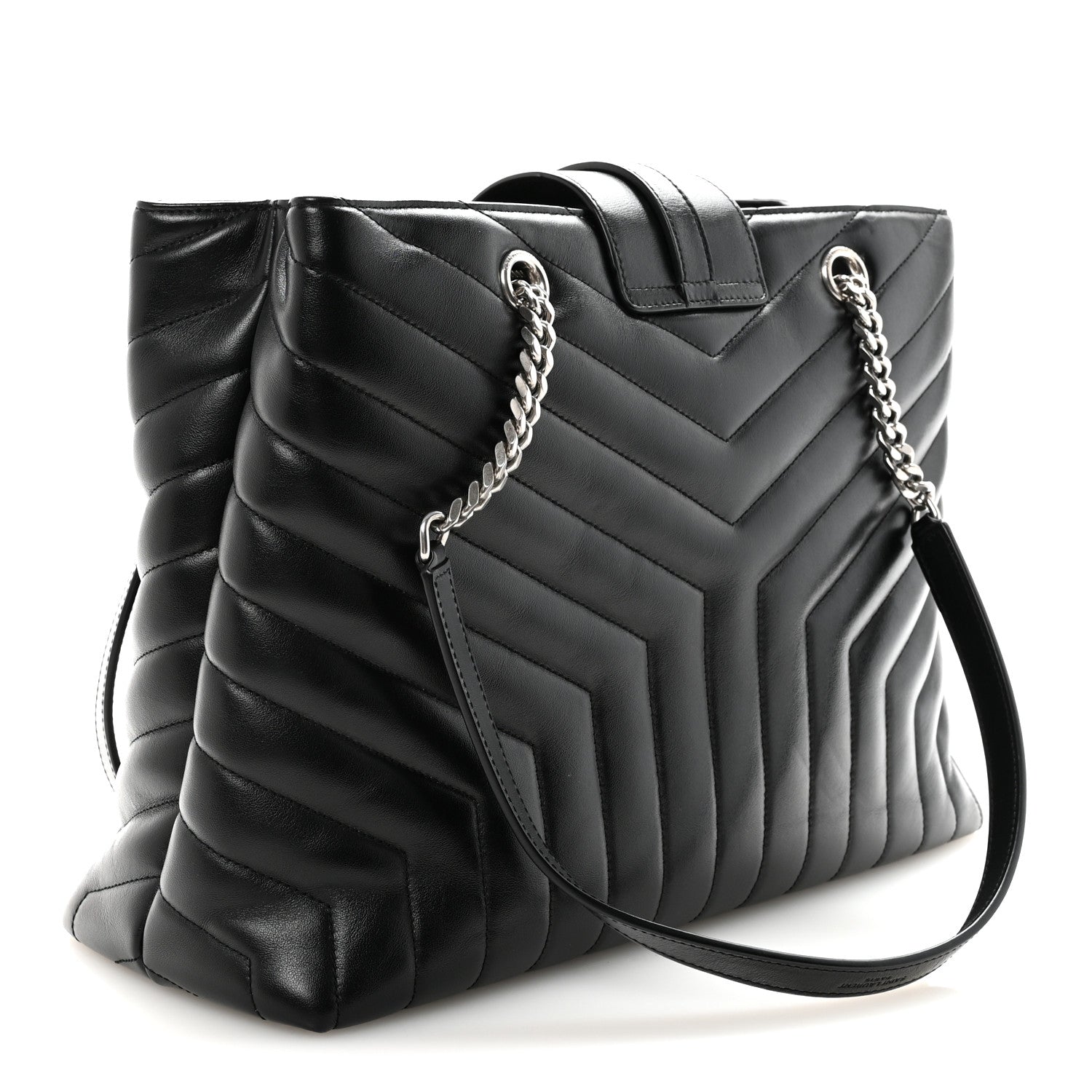 Calfskin Y Quilted Monogram Large Loulou Shopper Black