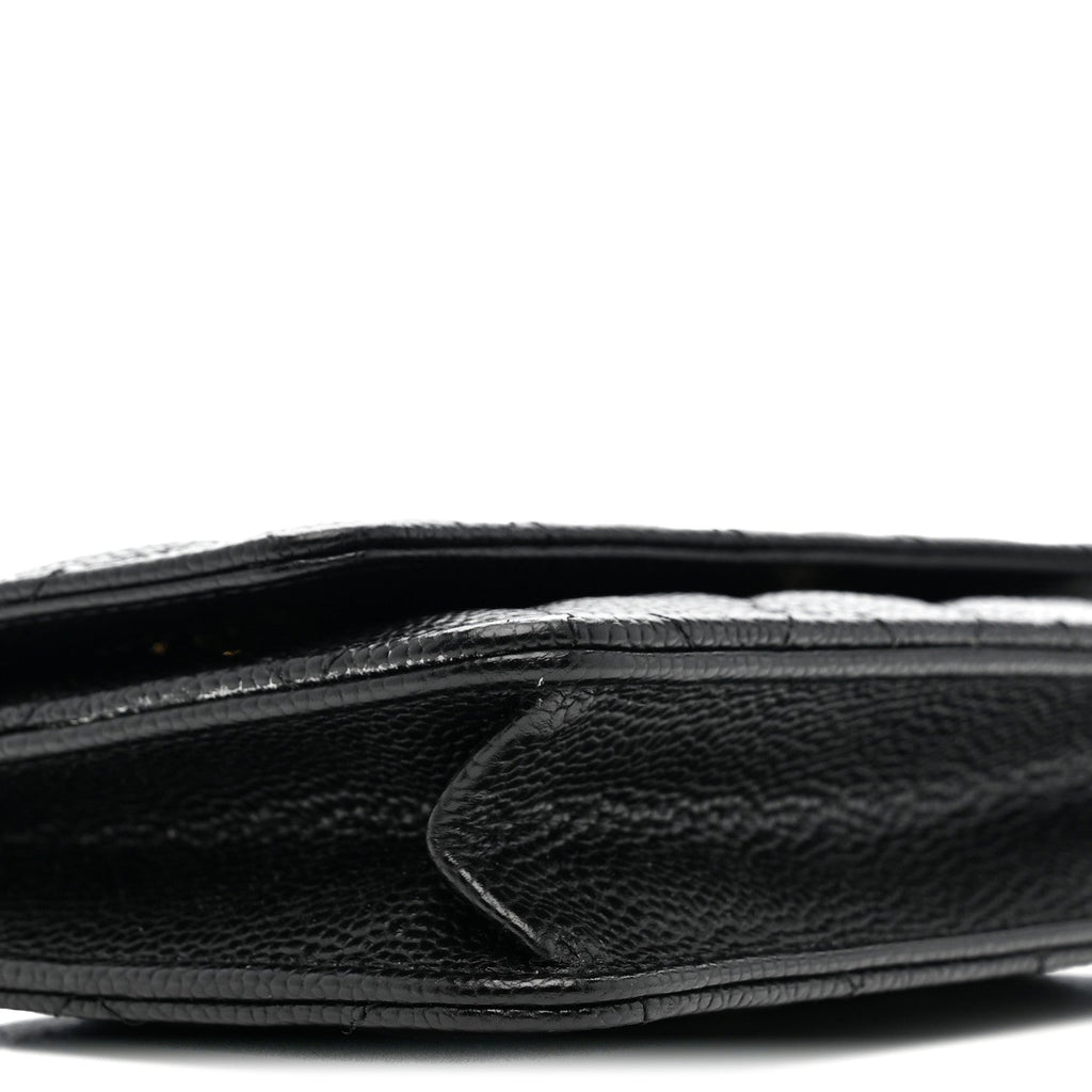 Caviar Quilted Wallet on Chain WOC Black