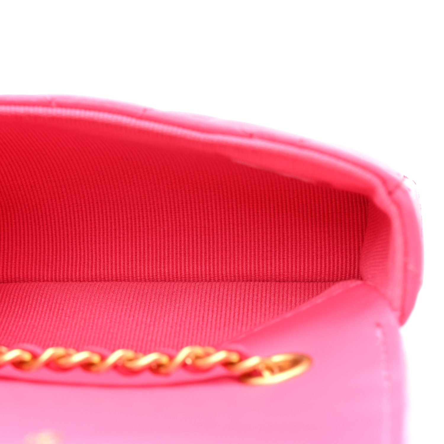 Lambskin Enamel Quilted Mini Chain Belt Bag Pink