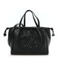 Calfskin Cuir Small Triomphe Cabas Drawstring Black