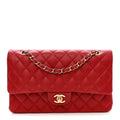 Lambskin Quilted Medium Double Flap Red