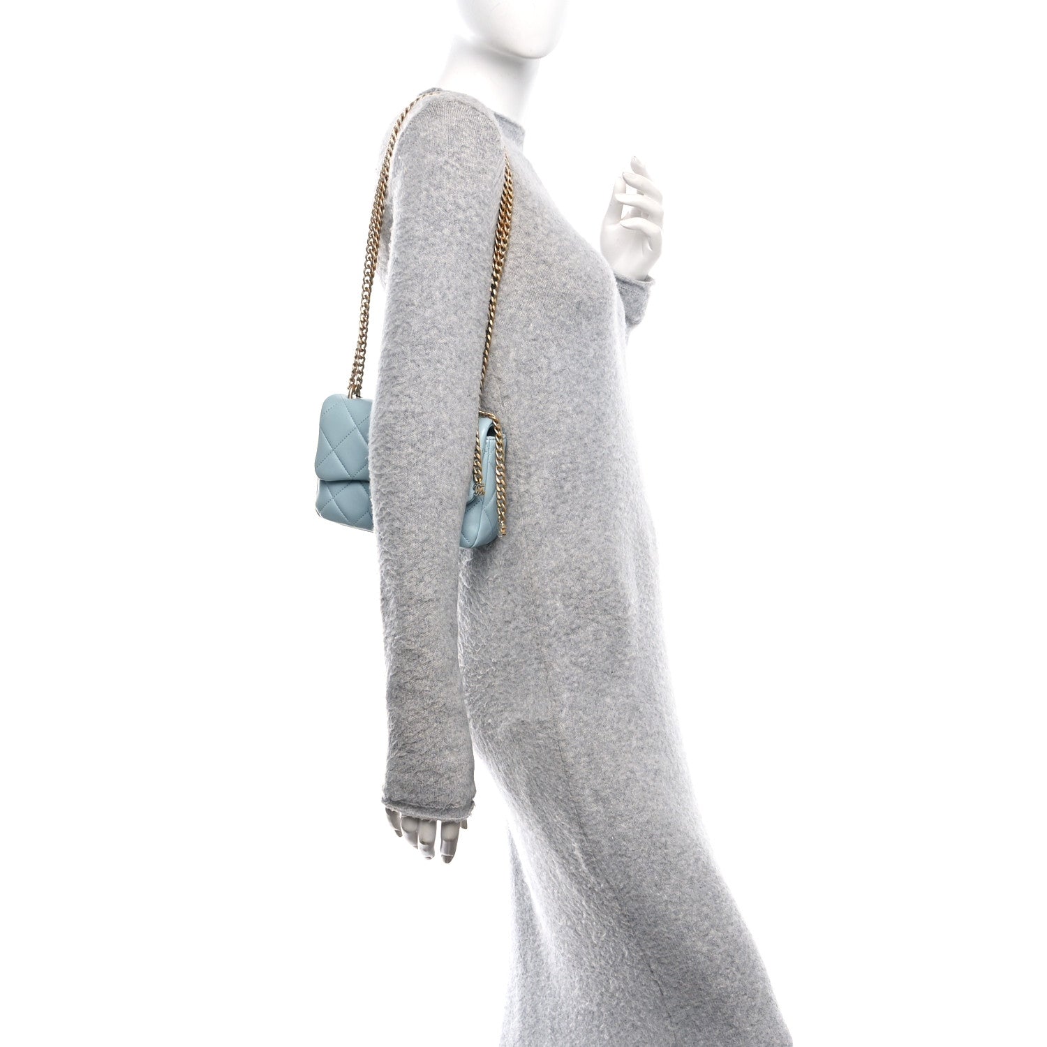 Lambskin Enamel Quilted Mini Pending CC Square Flap Light Blue
