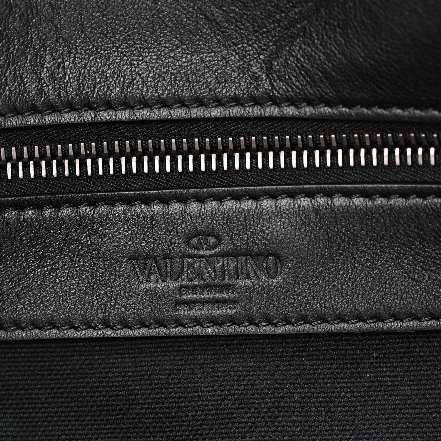 Grained Calfskin Rockstud Travel Tote Bag Black